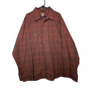 Mountain Hardwear Mens Long Sleeve Button Up Plaid Flannel 2XL‎ Red Embroidered